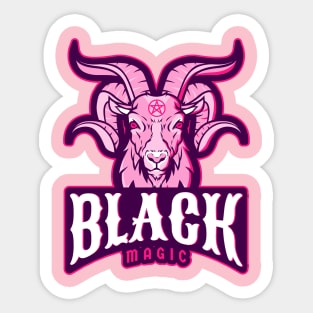 Black Magic Cute Pink Goat Baphomet with Pentagram Sticker
